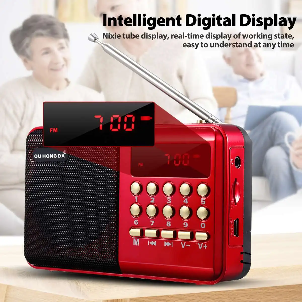 

Hot Mini Portable Radio Handheld Digital FM USB TF MP3 Player Speaker Rechargeable