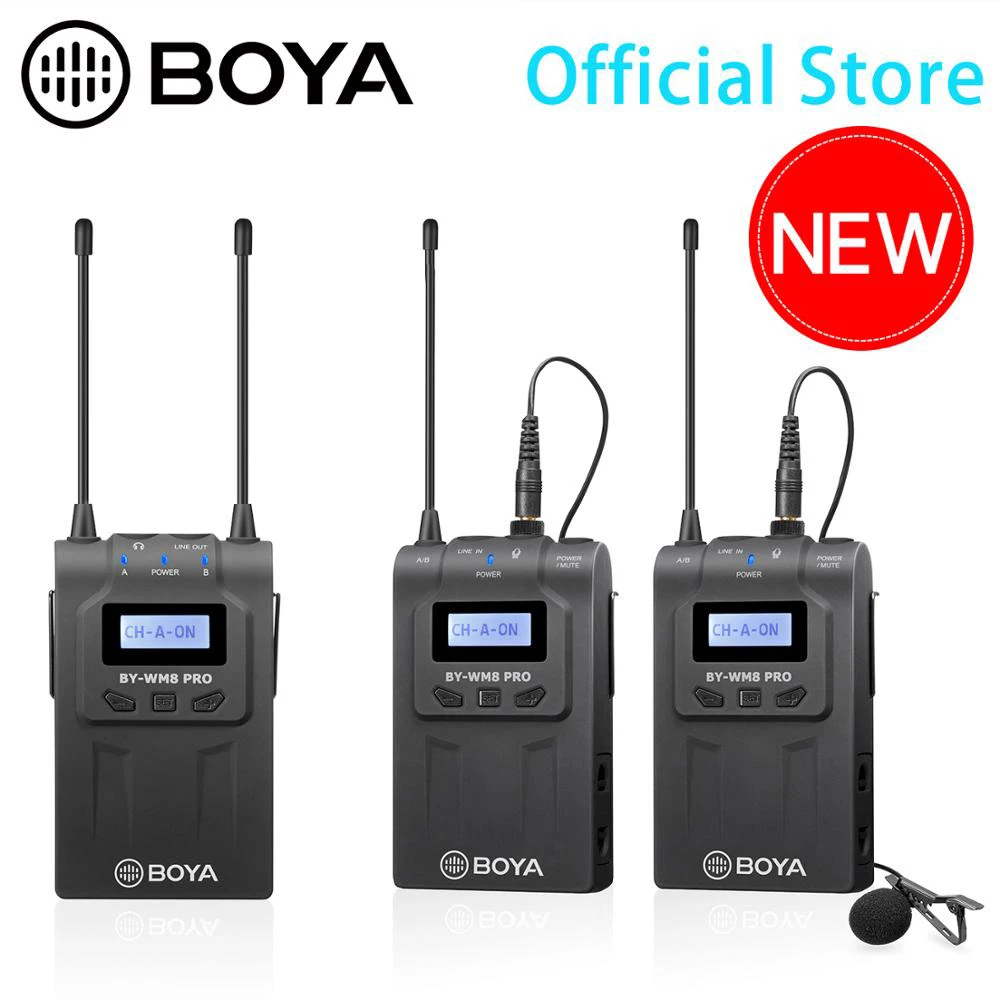 BOYA BY WM8 Pro K2 UHF двухканальная петличный беспроводной микрофон системы для цифровых