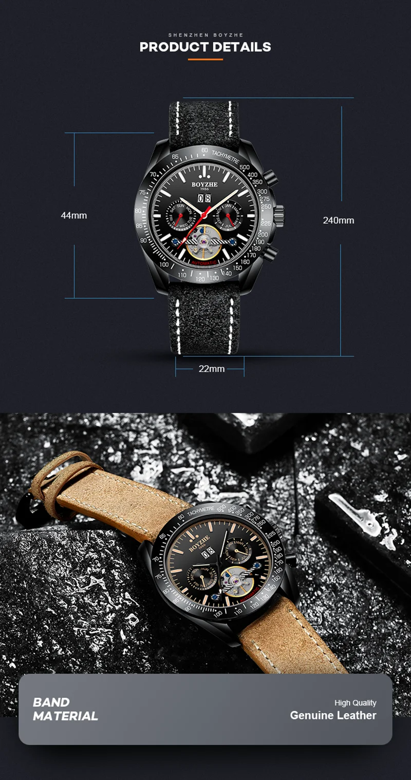 BOYZHE Мужские автоматические механические часы лучший бренд класса люкс Tourbillon часы мужские спортивные календарь Модные Военные horloges mannen