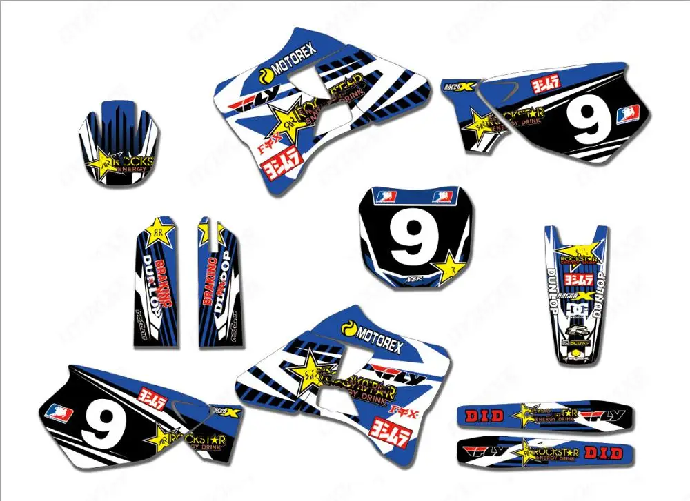 Индивидуальные номера команды графика и фоны наклейки для Yamaha YZ125 YZ250 YZ 125 YZ 250 1996 1997 1998 1999 2000 2001