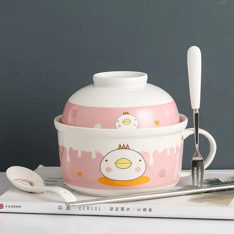 Керамическая миска для лапши в мультяшном стиле креативная Студенческая набор