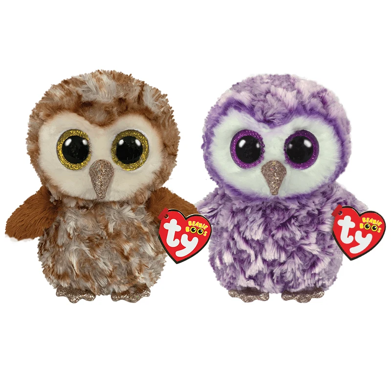 

Ty Beanie Boos Big Eyes Stuffed Animal Purple Brown Owl Plush Toy Collectible Soft Doll Toys Gift For Kids 15CM