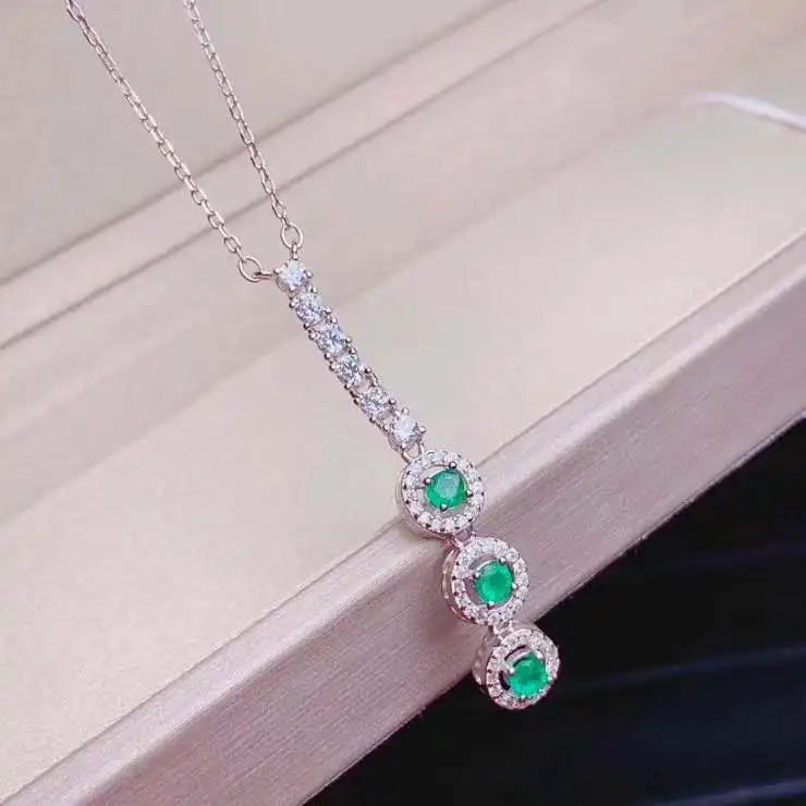 Цепочка женская из серебра 100% пробы с натуральным изумрудом | Украшения и