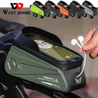 west biking bicycle bag 6 0 7 2 inch phone bag waterproof front frame cycling bag sensitive touch screen mtb bike accessories