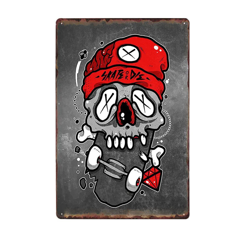 Металлический жестяной знак в виде черепа настенный постер винтажная шикарная