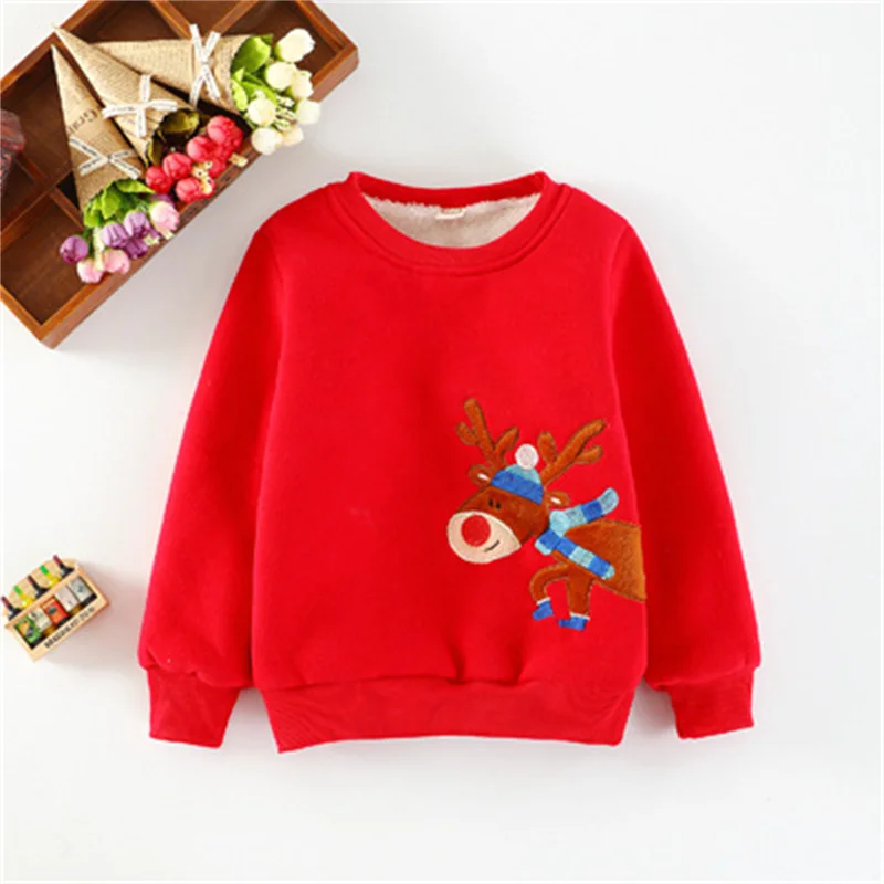 Children's Clothing Boys Girls Padded Jacket Sweater Fashion Cartoon Christmas Plus Velvet Pullover Cotton Top Tide | Мать и ребенок