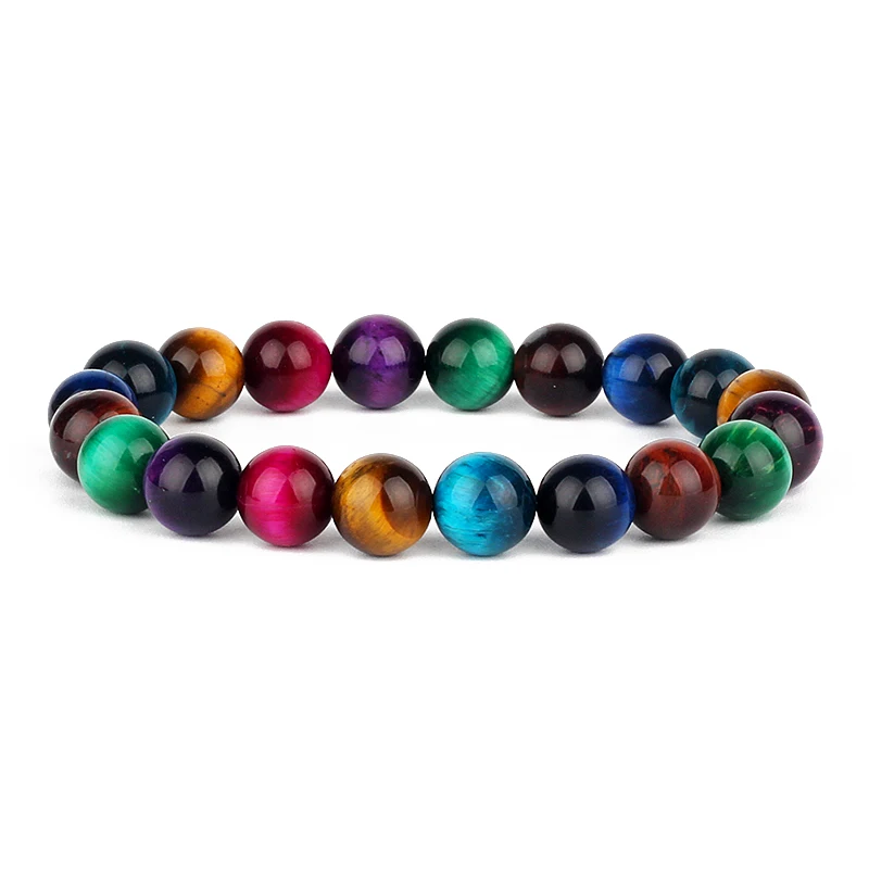 Fashion 5A+ Colorful Tiger Eye Beads Bracelets Women Natural Stone Bracelets Men Reiki Healing Braslet Energy Jewelry Pulseras images - 6