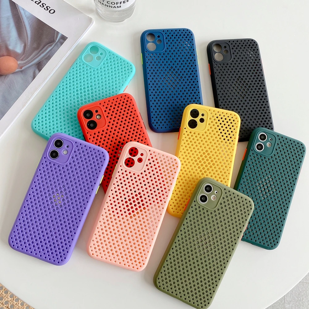 Дышащий охлаждающий чехол с рассеиванием тепла для iPhone 12 Pro Max мягкий однотонный