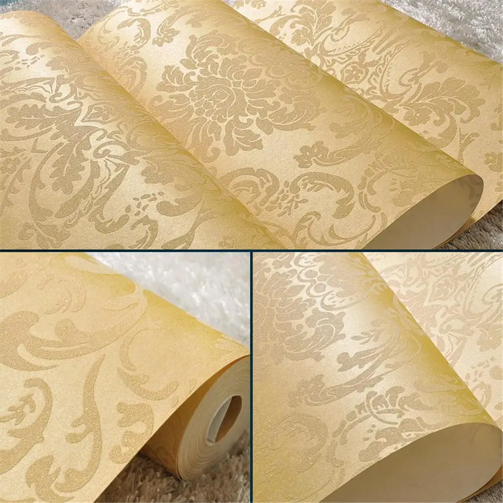 Европейский стиль цветочные рельефные нетканые обои Дамасские настенные