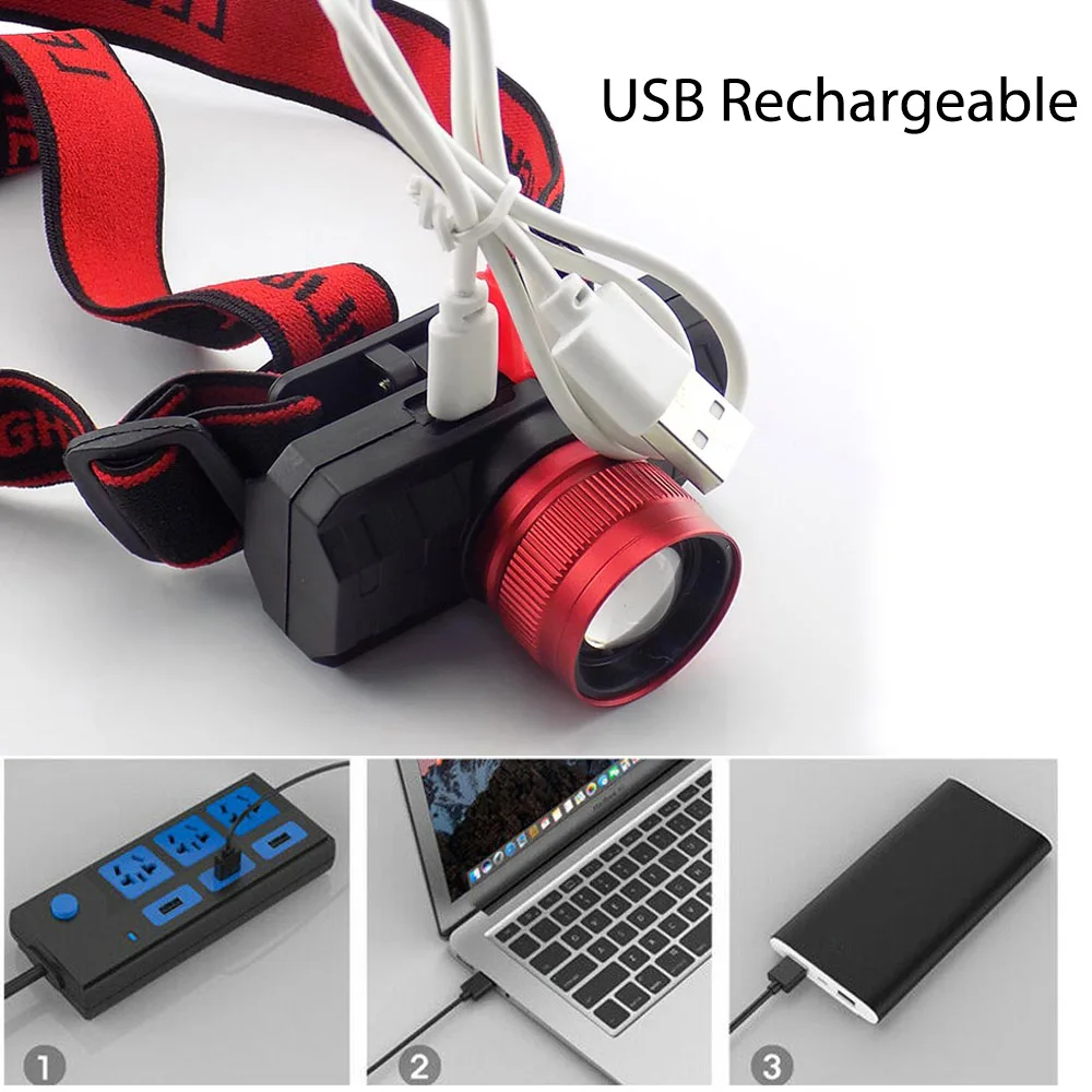 USB Перезаряжаемый налобный фонарь Q5 лампа с увеличением высокомощсветильник