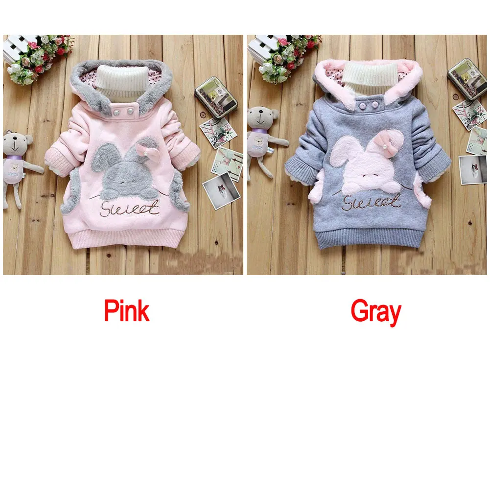 

Trendy girls bunny Artificial fleece sweatshirt hoodie pullover outwear coat