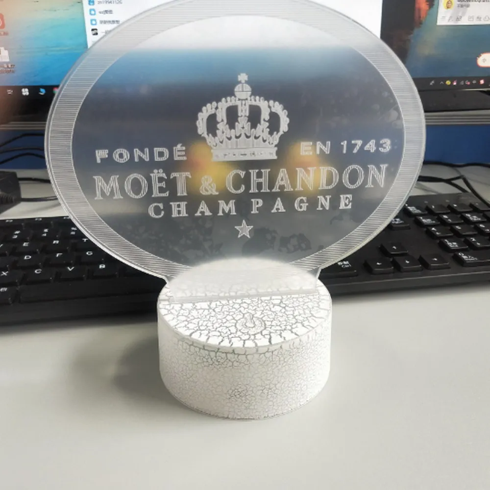 7color 3d светодиодный ночной Светильник Moet Et Chandon шампанского, лампа для внутреннего украшения, меняющая цвет, сенсорный датчик, пульт дистанционного управления, лампа - Испускаемый цвет: 7color