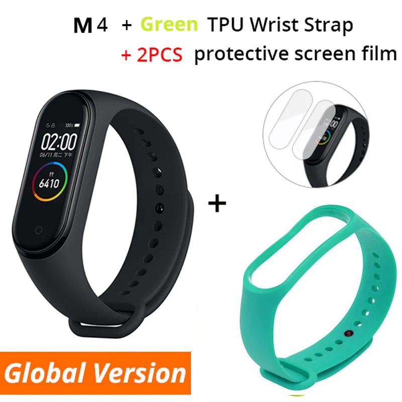 Black add green RGLM M4 Smartband фитнес-трекер умный Браслет кровяное давление монитор сердечного ритма водонепроницаемый fpr смарт-браслет M4 браслет - Цвет: Black add green