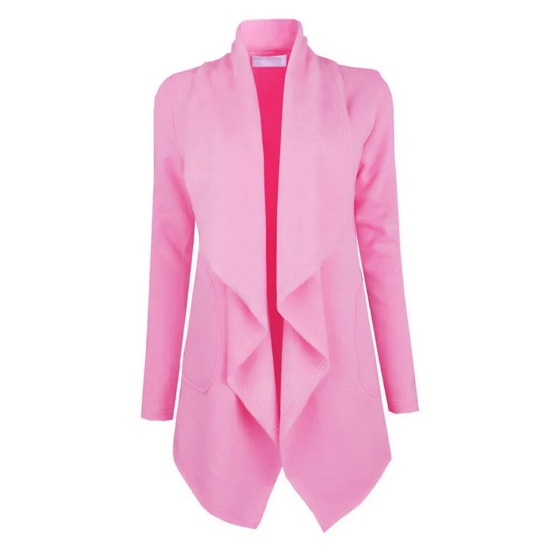 Осенняя розовая куртка облегающая длинная большого размера женское флисовое