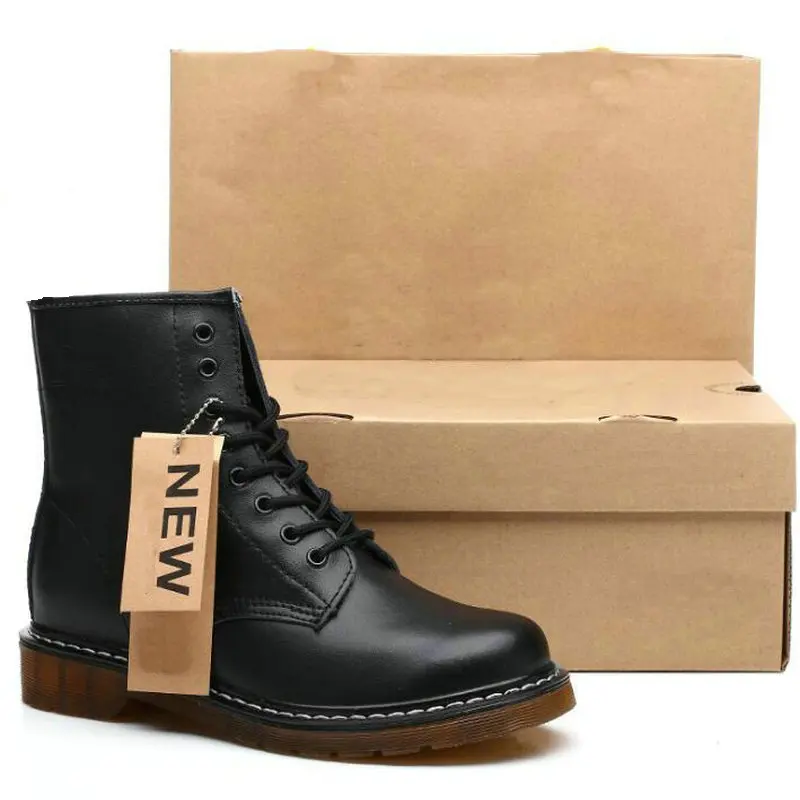 

Couple Winter Boots Men Martens Boots Genuine Leather Men Ankle Boots Punk Motorcycle Male Shoes Thick Heel Winter Shoes