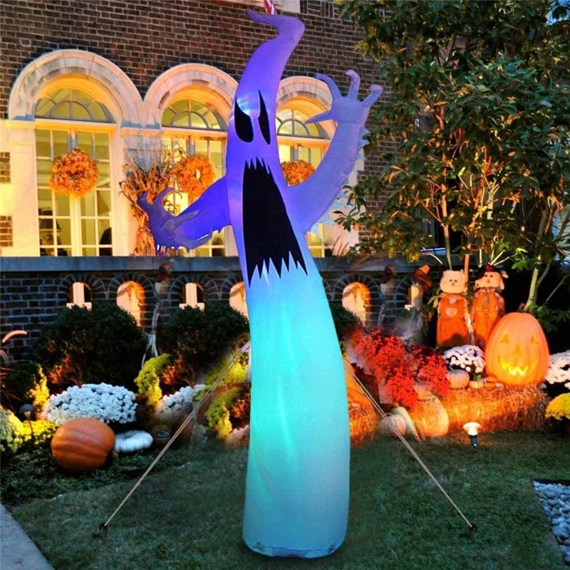 

Надувной страшный призрак на Хэллоуин, меняющий цвет, светодиодный декоративный реквизит для дома, сада, двора, светящиеся товары для вечер...