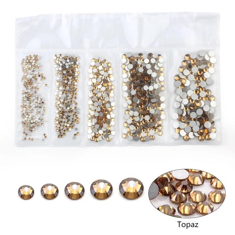 topaz Новинка разные размеры: SS4 SS6 SS12 SS16 SS20 красочные 1440 шт. 3D не исправленный для искусства ногтя Flatback Стразы для украшения для одежды - Цвет: topaz