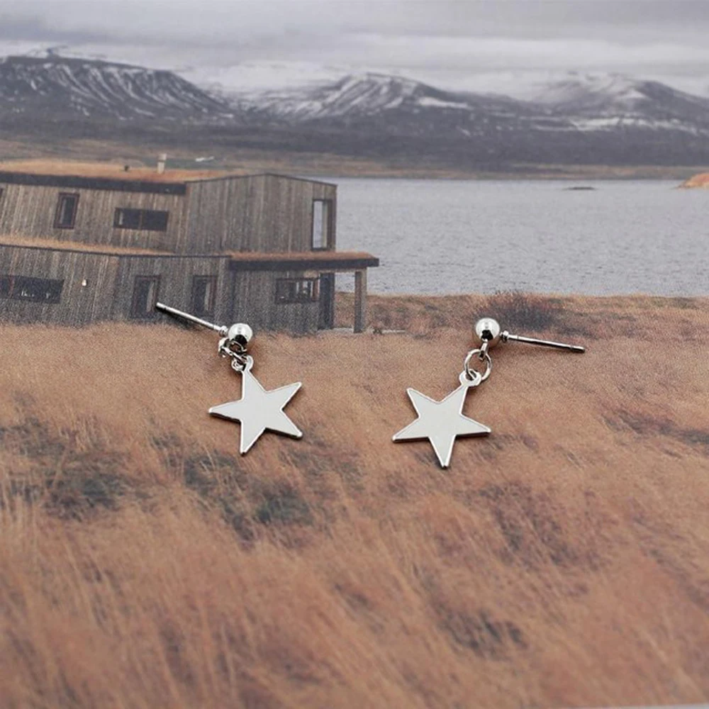 Simple Gold Color Star Stud Earrings for Women Brincos Oorbellen Boucle D'oreille Pendientes Aretes De Mujer Modernos | Украшения и