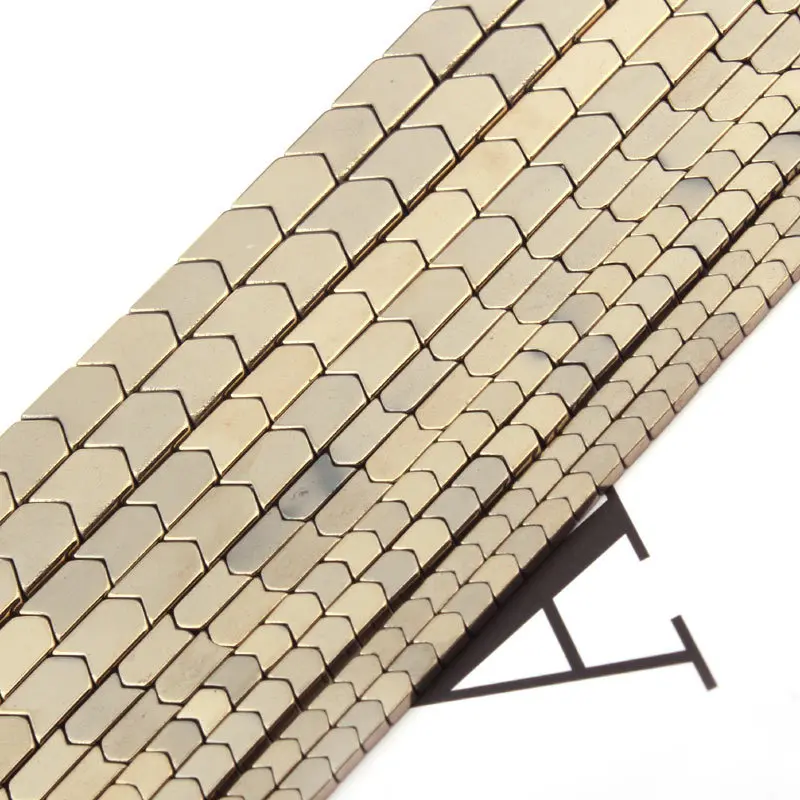 

3/4/6x8/8mm Natural Hematite Pyrite Color V Shape Loose Stone Beads For DIY Necklace Bracelet Jewelry Making 15" Free Shipping