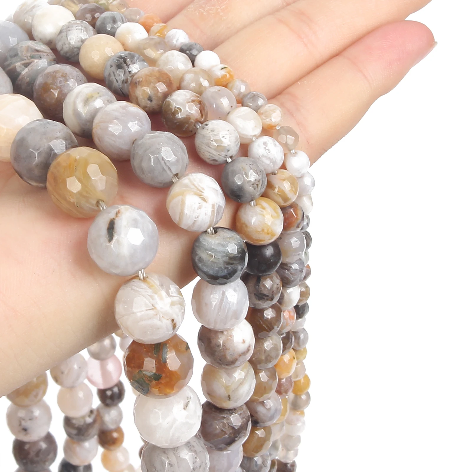 Бусины Из граненого бамбукового агата 4/6/8/10/12 мм