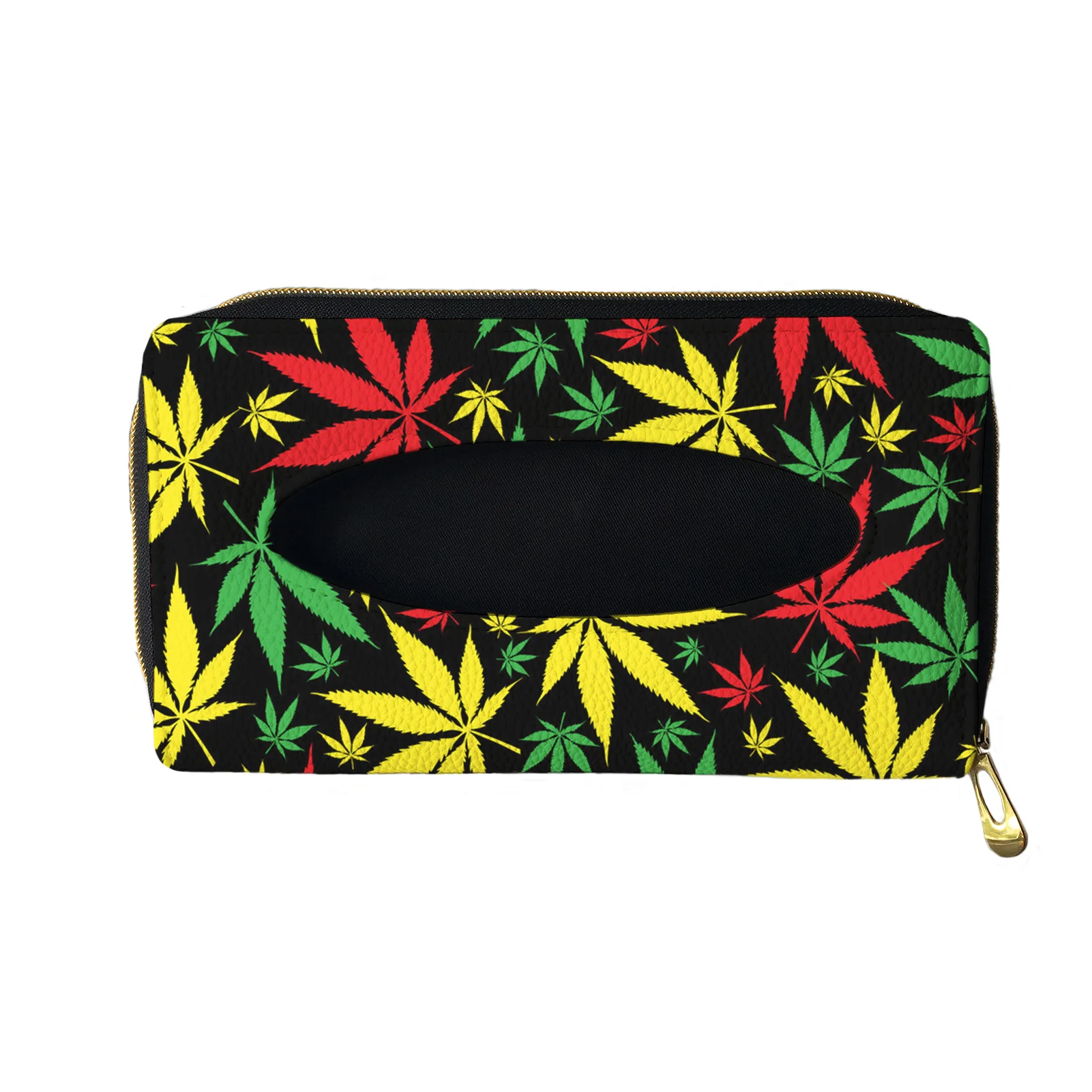 

Colorful Maple Leaf Printing PU Leather Car Tissue Box Car Sun Visor Napkins Tissue Boxes Holder Auto Interior Storage Bag 1 Pcs