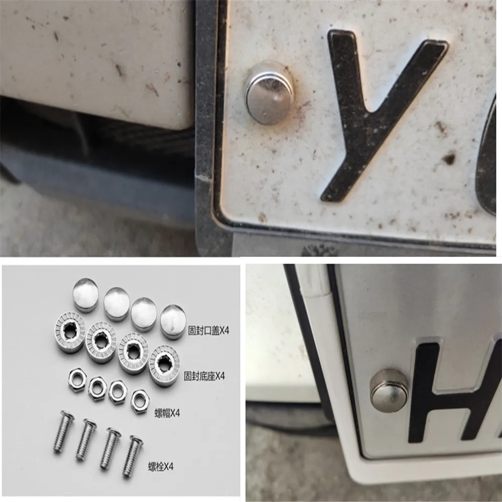 

2021 for Universal 1 Set Chrome Anti-theft Screws Car License Plate Bolts Frame Screws Accessories motor vehicle license plate