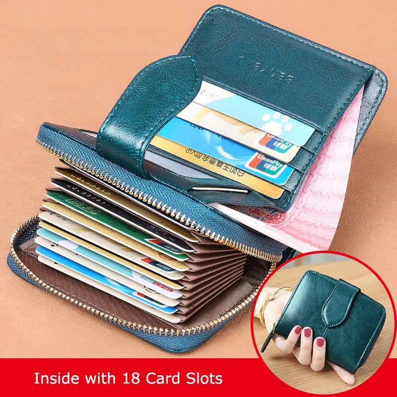 Small Wallet Women Genuine Leather 18 Card Slots Yellow Holder Female Purse Women's Wallets Lady Money Perse Zipper Walet | Багаж и