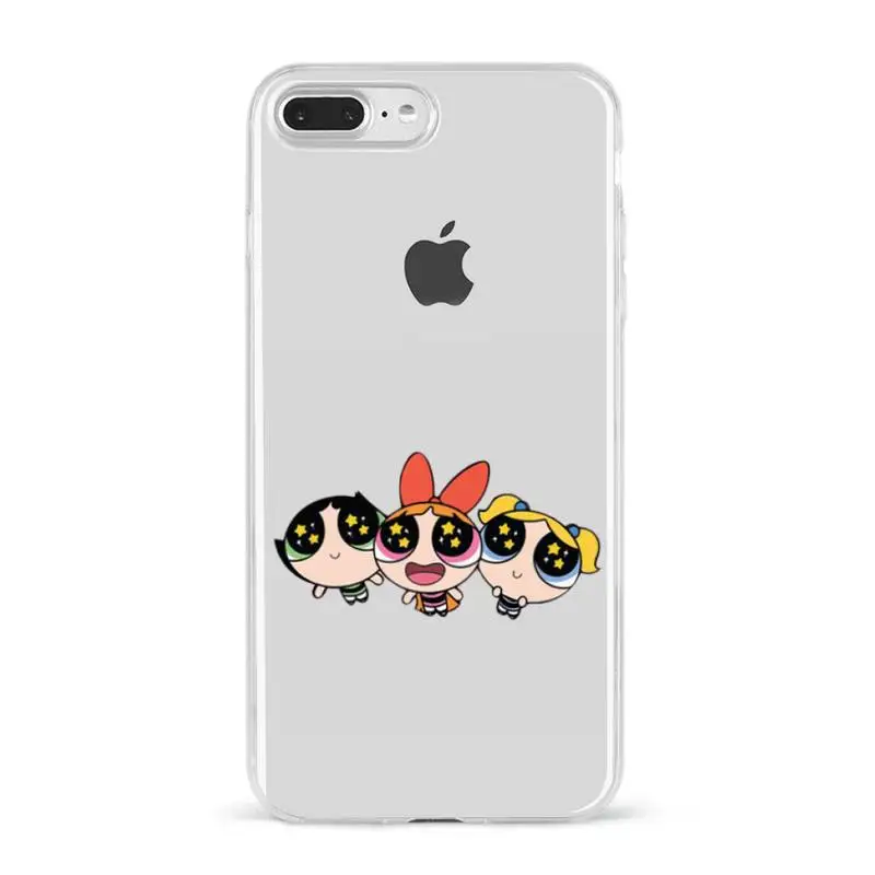 

The Super Power Girls Phone Case For Iphone 12 11 7 8 Pro Mini XS Max Xr X PLUS Transparent Coque Fundas Cover