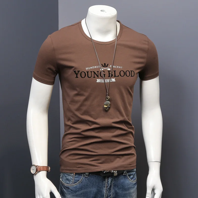 

Summer New T 2021 Shirt Men Short Sleeve Tshirt Fashion Cotton O-Neck Letter Print Clothing