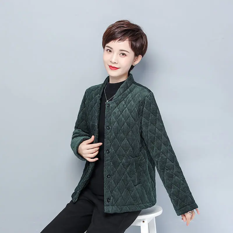 Зимние женские вельветовые клетчатые куртки большого размера 4XL одежда для мам