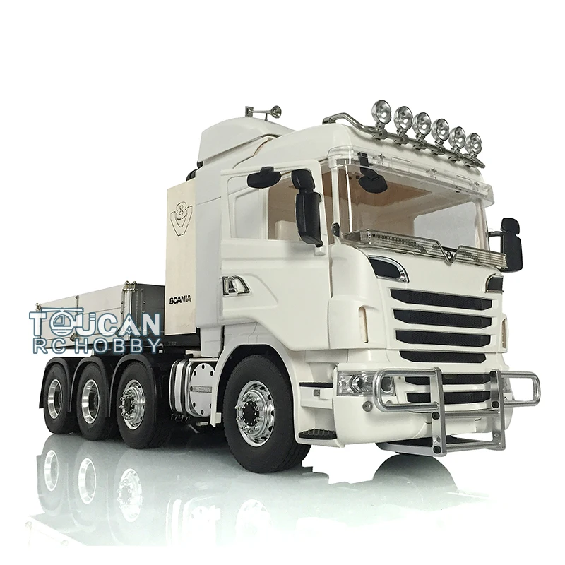 

LESU Металлическое шасси 8x8, кабина Hercules с освещением на крыше, оборудование с бункером, бампер для Scania 1/14, Радиоуправляемый трактор, грузовик