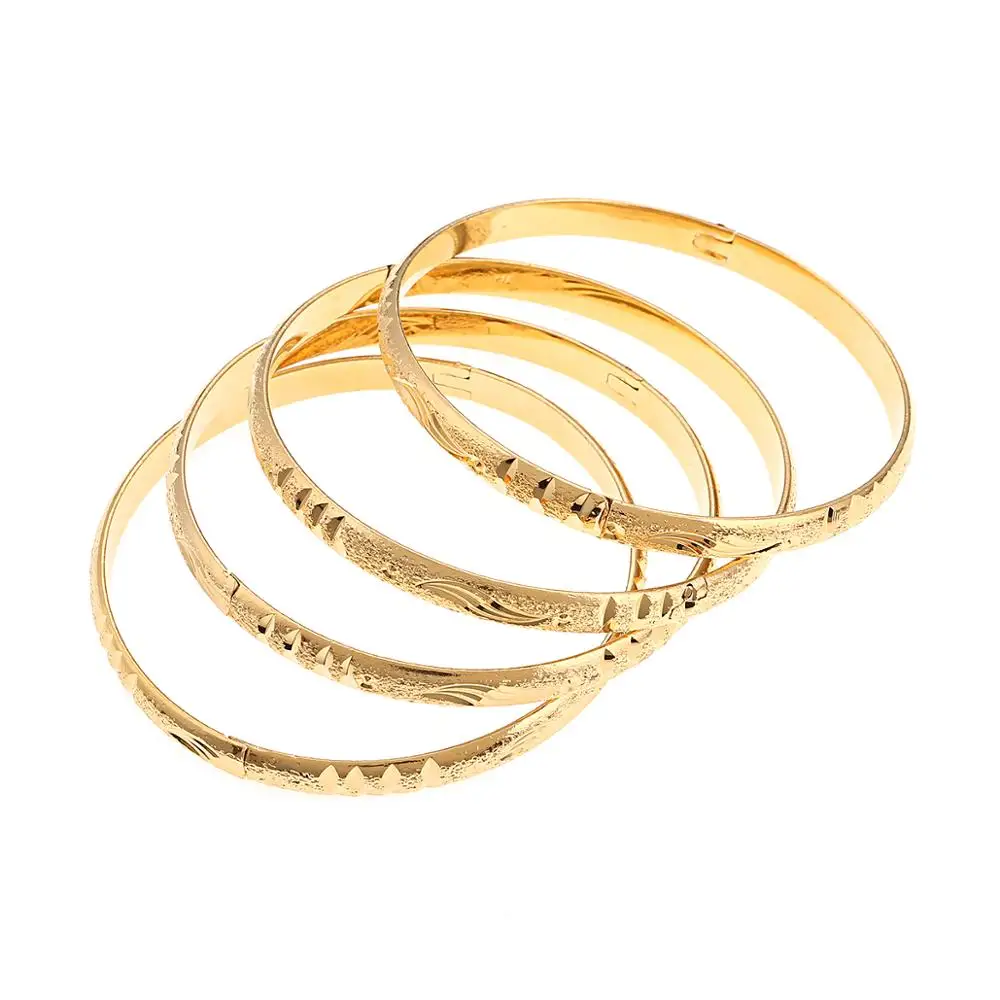 

4pcs Punk Style Dubai Gold Jewelry Gold Color Bangles For Ethiopian Bracelets Ethiopian Trendy Jewelry
