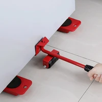 5pcs professional furniture mover tool set heavy stuffs transport lifter wheeled mover roller with wheel bar moving hand device