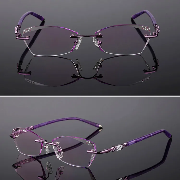 Женские очки без оправы с алмазной огранкой Из Инкрустированного сплава для