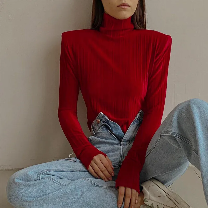 Женский комбинезон в рубчик однотонный Облегающий с длинным рукавом высоким