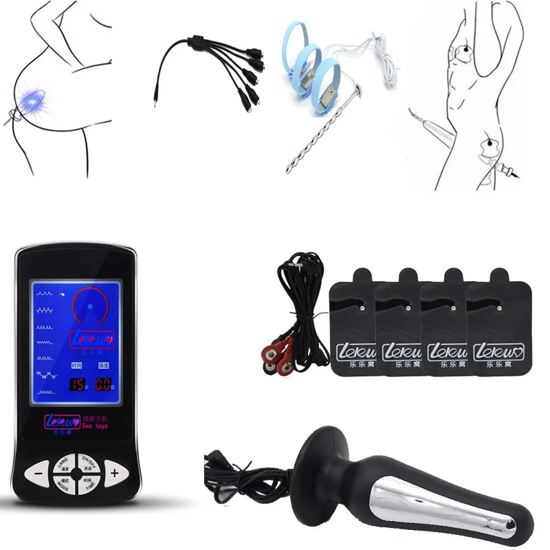 Аксессуары с электрическим током массаж колодки Анальная пробка Кольца для