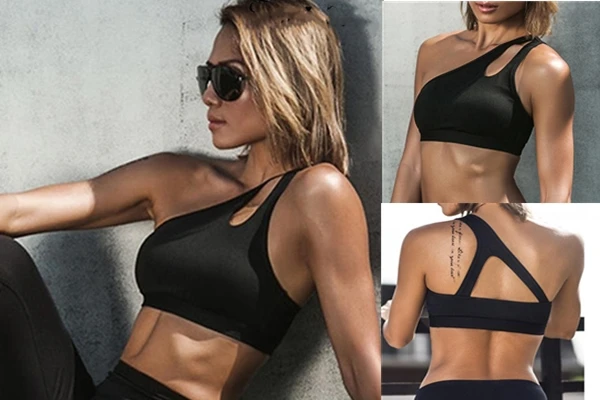 Женский тренировочный трикотажный топ на одно плечо эластичный кроп для бега в