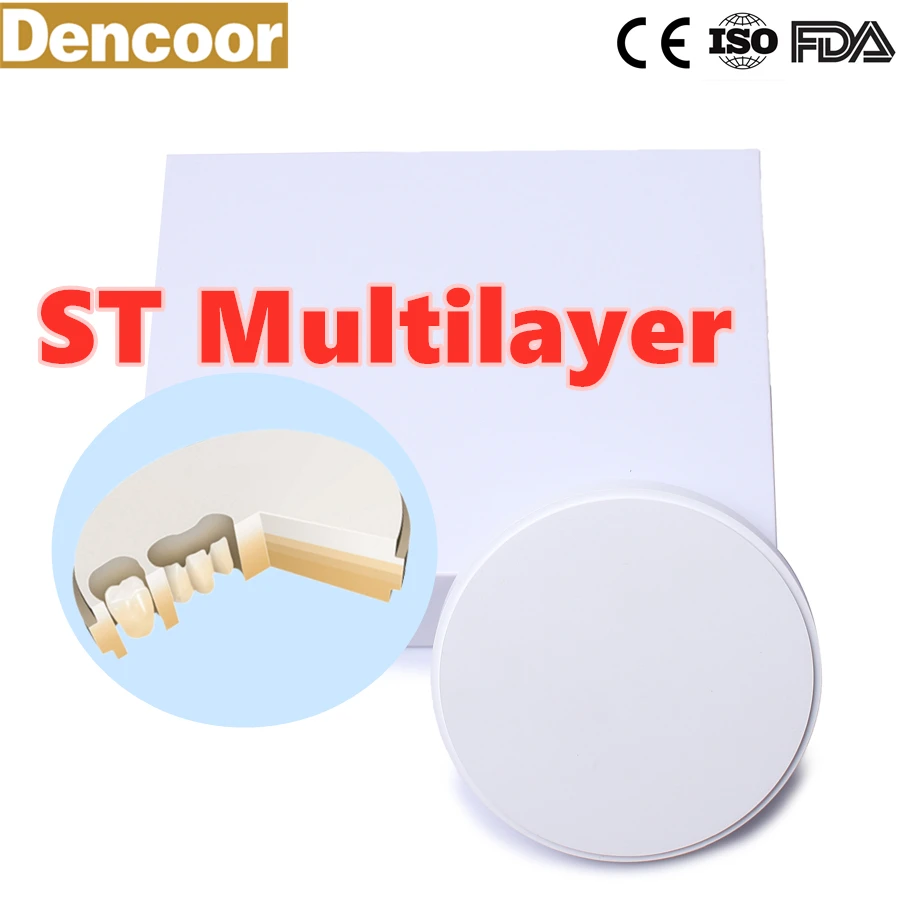 Dental LaboratoryST-ML 3D Multilayer 98mm Thickness 20A2 Color A3 Color 16 Color CAD / CAM Gradient Zirconia Block