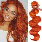 Remy Форте бразильские волосы, волнистые пряди светлые волосы пряди 100% Remy оранжевый человеческих волос 34 пряди