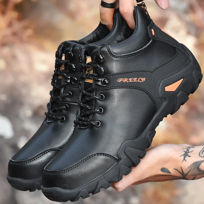 Fhlyiy/Брендовые мужские кожаные ботинки популярные удобные зимние теплые плюшевые