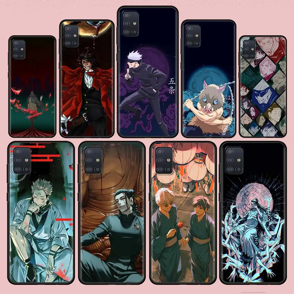 

Jujutsu Kaisen Cartoon Phone Case for Samsung Galaxy A51 A52 A12 A32 A71 A02s A21s A31 A72 A03s A42 Black Soft Funda Cover