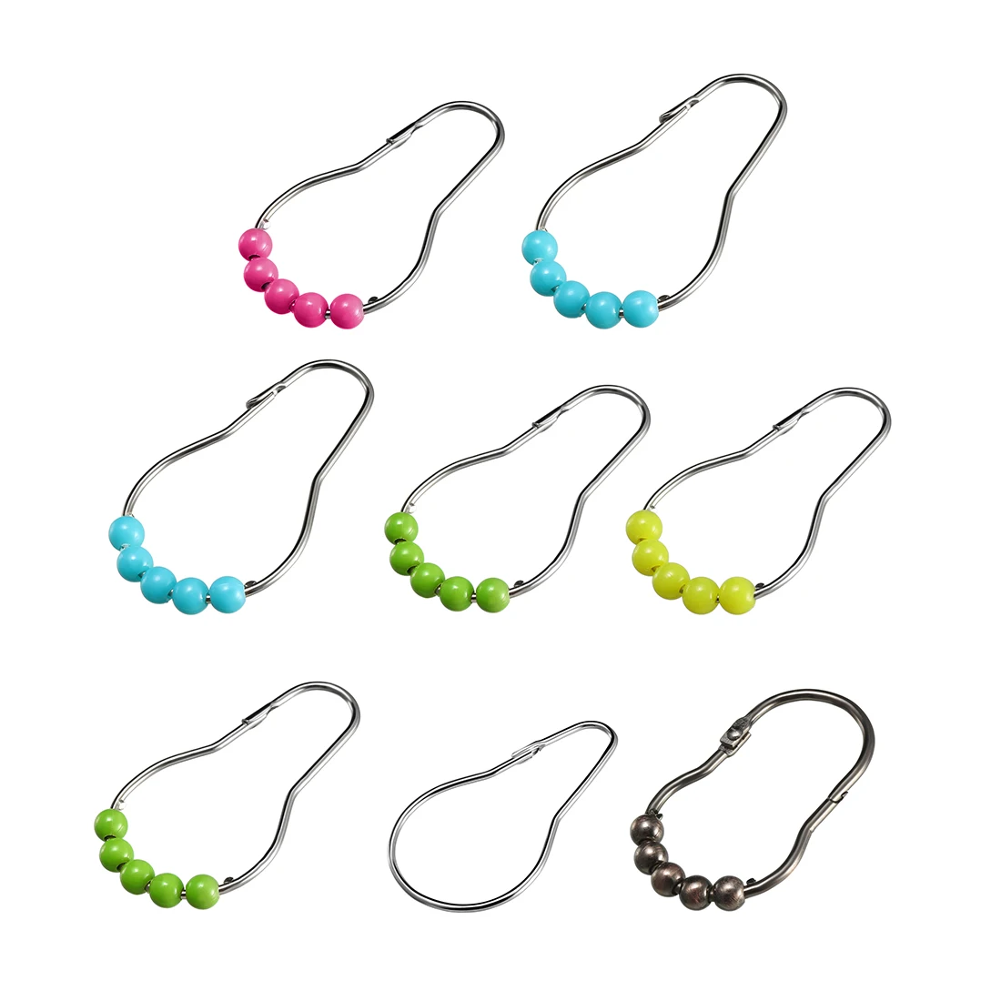 uxcell 6/12pcs Shower Curtain Ring Hooks Metal for Bathroom Rods Curtains Liners Blue/Green/Pink/Yellow Ball | Обустройство дома