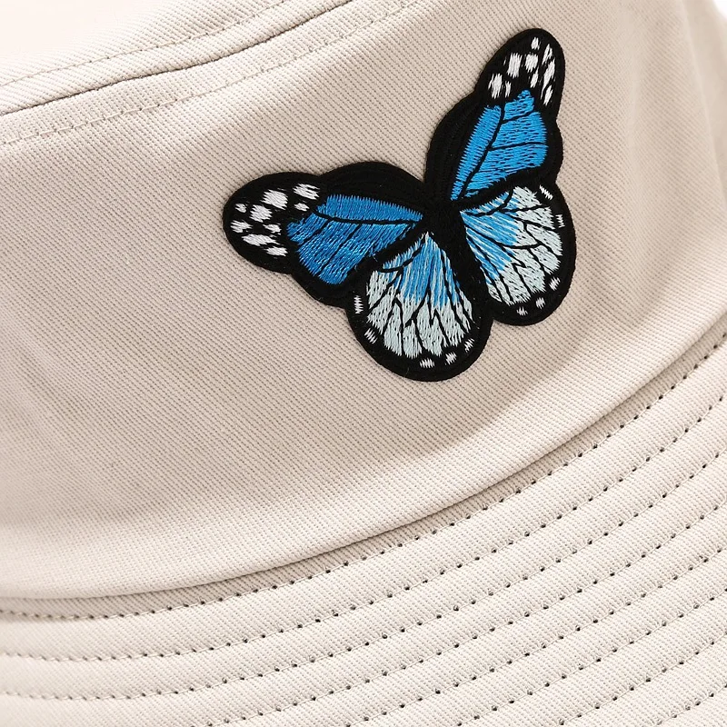 

Man Woman Butterfly Bucket Hat Candy Color Cotton Fisherman Hat Folded Spring Summer Panama Hat Cool Fashion Cycling Hunting Hat