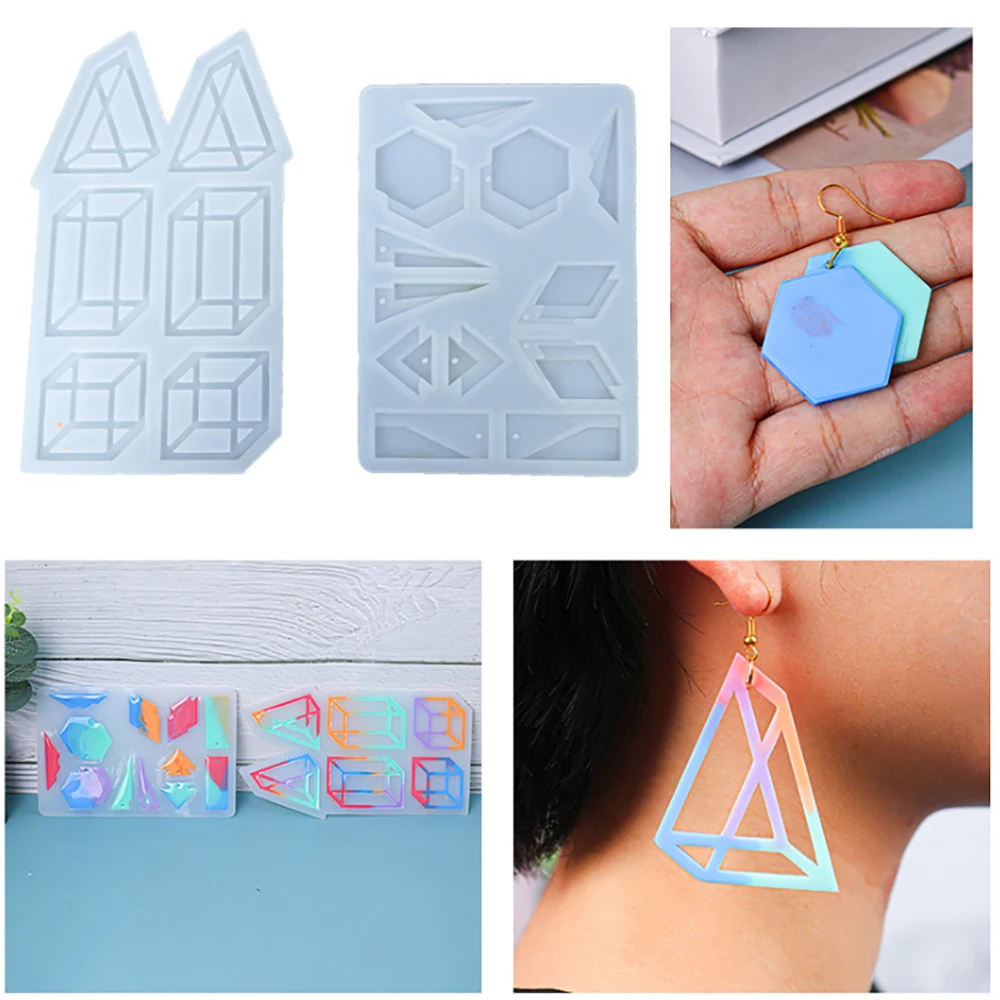 

DIY Crystal Epoxy Resin Mold Geometric Earring Silicone Mold Handmade Jewelry Accessories Crafts Tools