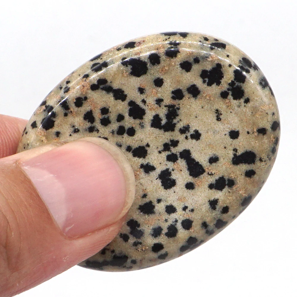 

1.7" Worry Stone Dalmation Jasper Reiki Healing Meditation Finger Natural Gemstone Massage Stone