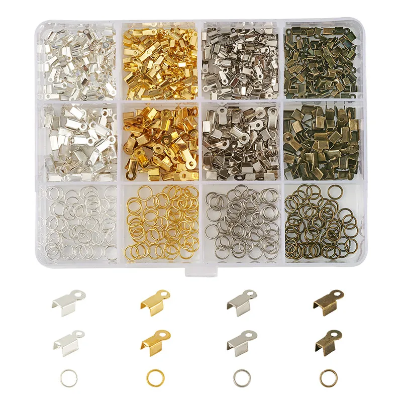 

Mixed Color Iron Folding Crimp Ends and Jump Rings for Jewelry Making DIY Bracelet Necklace Accessories Findings