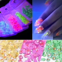1pack mix ss6 ss20 fluorescent crystal luminous non hotfix nail neon rhinestones glow in dark 3d strass gem nail art decorations