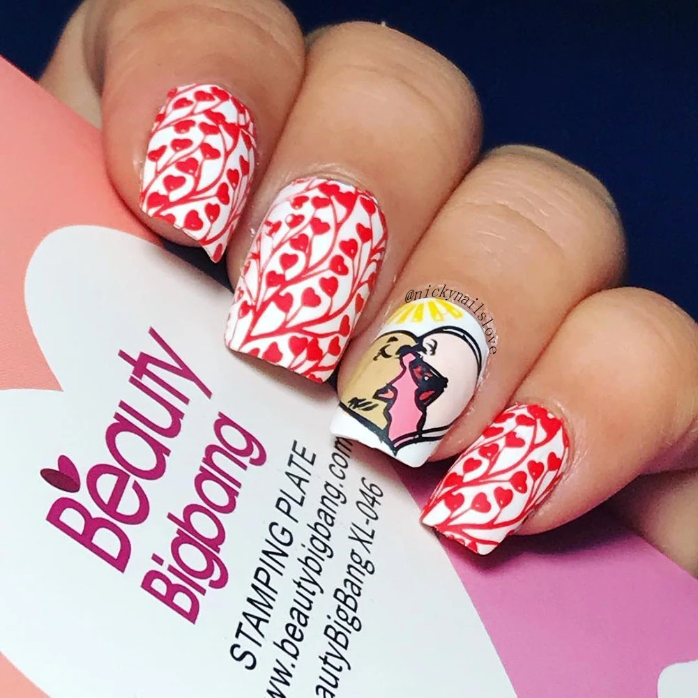

Nail Art Templates Valentine's Day Love Heart Flowers DIY Nail Art Stamping Plates Image Plate Nail Art Stencil Tools