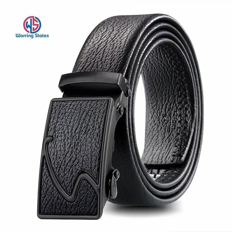 

Warring States New Men's Automatic Buckle Belt Black Luxury High Quality Belt for Men Bark Pattern Scratch-resistant Pants Belt