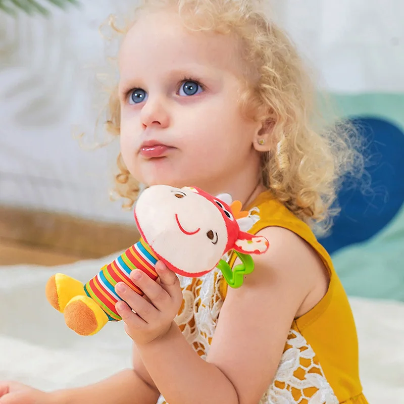 

Baby Cartoon Rattle Toys Hanging Lovely Animal Soft Plush Hand Bell Newborn Stroller Crib Hanging Accessories Infant Toys Gifts
